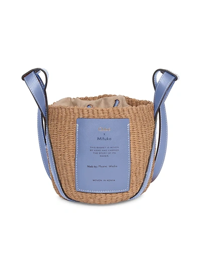 Chloé Small Basket Woven Crossbody Bag In Gentle Blue