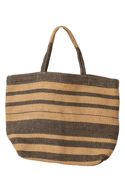 Will And Atlas Sonoma Stripe Jute Shopper In Gray/ Natural