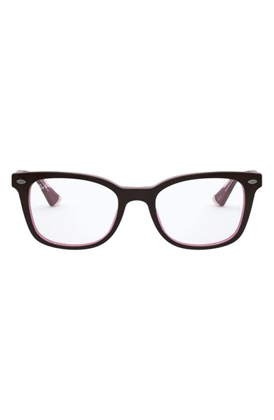 Ray Ban 53mm Optical Glasses In Pink Brown