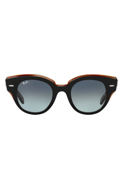 Ray Ban Roundabout 47mm Gradient Round Sunglasses In Black Brn