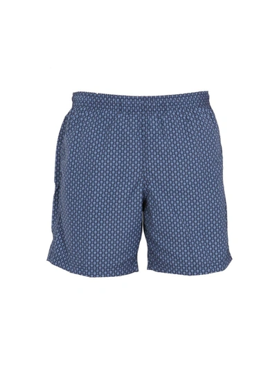 Alexander Mcqueen Printed Swim Shorts In Blue