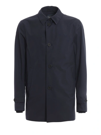 Herno Laminar Short Trench Coat In Blue