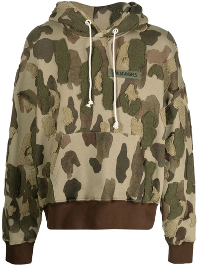 Palm Angels Camouflage-pattern Hoodie In Green