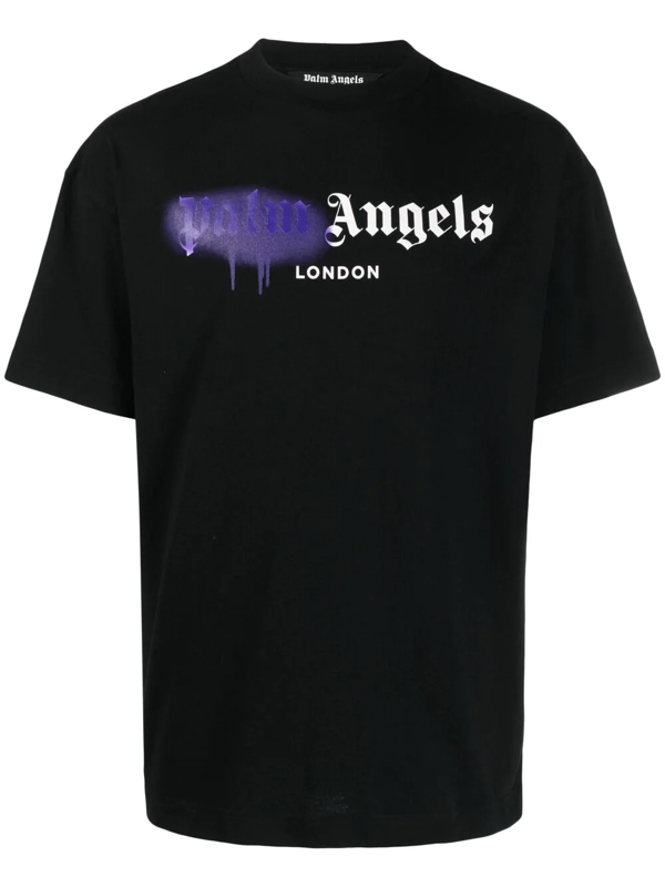 Palm Angels Black \u0026 Purple Sprayed Logo 