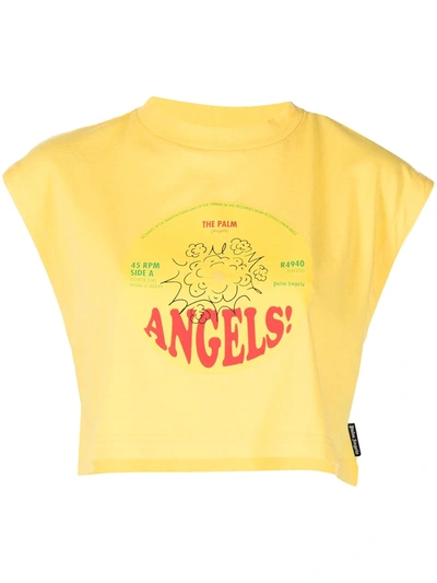 Palm Angels Records Angels Crop Top In Yellow In Yellow Red