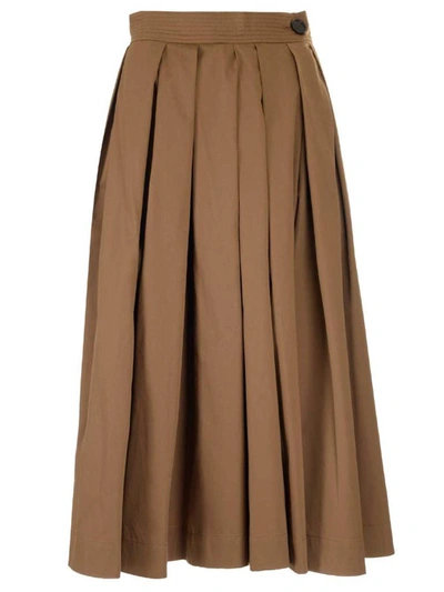 Max Mara 's  Pleated Wrap Skirt In Brown