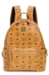 Mcm Small Stark Viestos Coated Canvas Backpack In Cognac