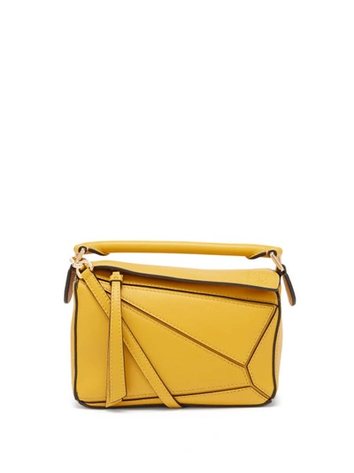 Loewe Puzzle Mini Grained-leather Cross-body Bag In Yellow