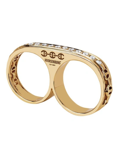 Hoorsenbuhs Double Barrel Ring With Diamonds In Gold
