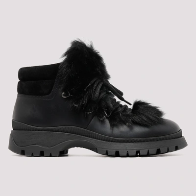 Prada Lace Up Boots In Black