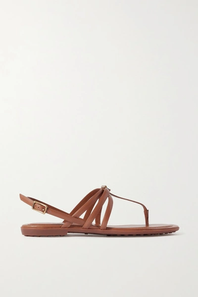 Tod's Logo-embellished Leather Sandals In Tan