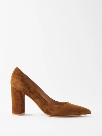 Gianvito Rossi Piper 85 Suede Pumps In Camel