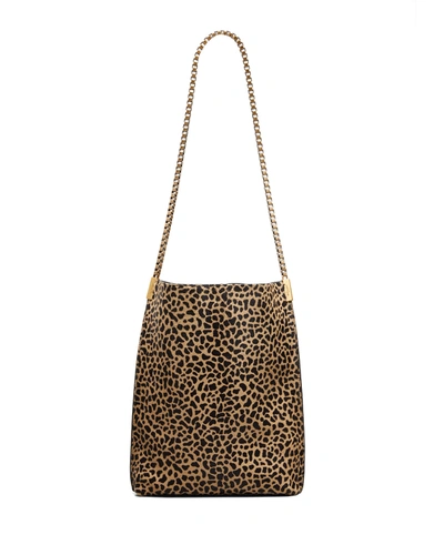 Saint Laurent Suzanne Small Leopard-print Fur Hobo Bag In 2762 Beige Nero