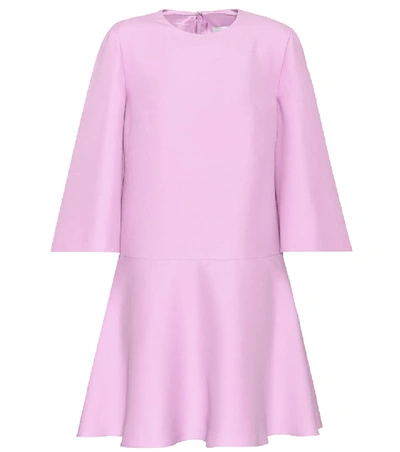 Valentino Pink Wool And Silk Crepe Flare Dress