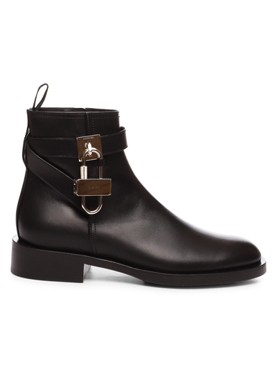 Givenchy Padlock Leather Ankle Boots In Black