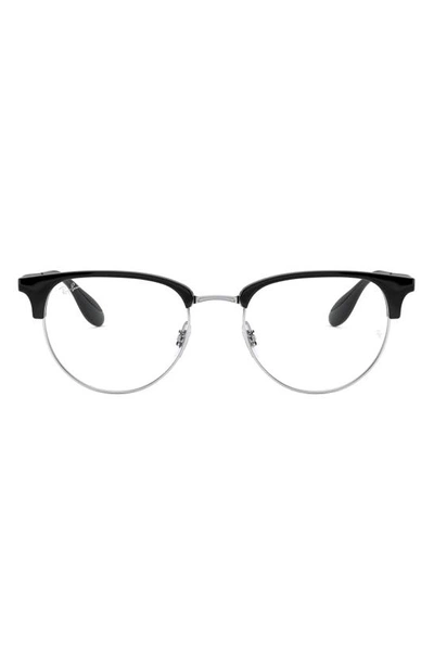 Ray Ban Phantos 51mm Optical Glasses In Black Silver