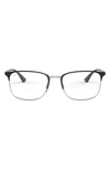 Ray Ban 54mm Rectangular Optical Glasses In Black Silver