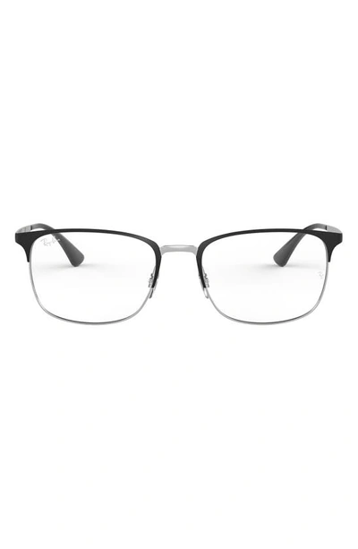 Ray Ban 54mm Rectangular Optical Glasses In Black Silver