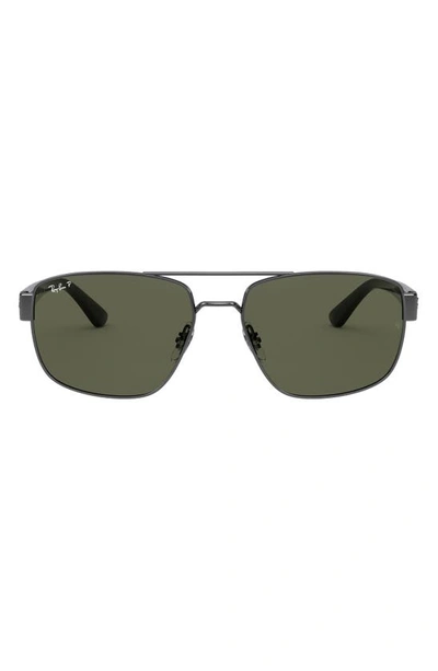 Ray Ban Polarized 55mm Aviator Sunglasses In Gunmetal