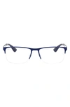 Ray Ban 56mm Rectangle Semi Rimless Optical Glasses In Navy