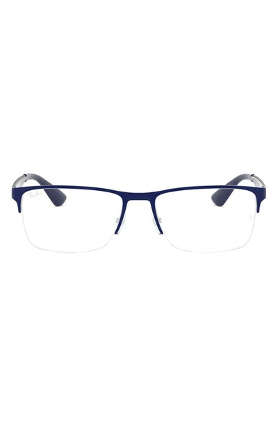 Ray Ban 56mm Rectangle Semi Rimless Optical Glasses In Navy