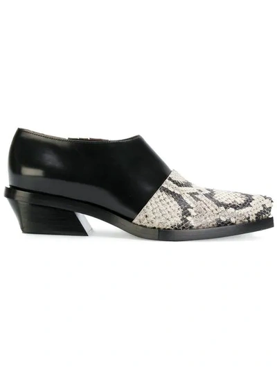 Proenza Schouler Black Snake Toe Cap 30 Leather Ankle Boots In Black,animal Print