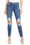 Frame Le High Skinny Ankle Jeans In Van Ness Rips