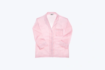 Sleepy Jones Marina Pajama Shirt In Small Gingham Pink