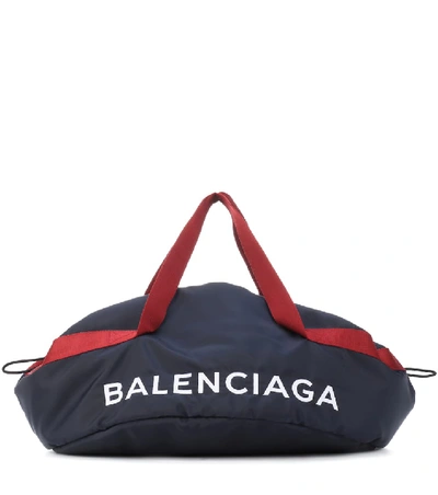 Balenciaga Small Wheel Logo Weekender Bag In Navy Rouge