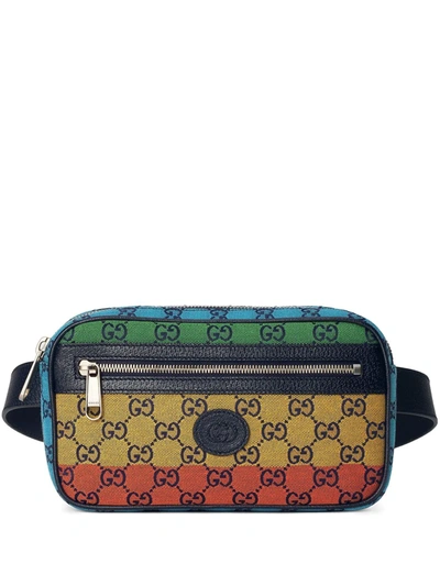 Gucci Gg Multicolor Canvas Belt Bag In Blue