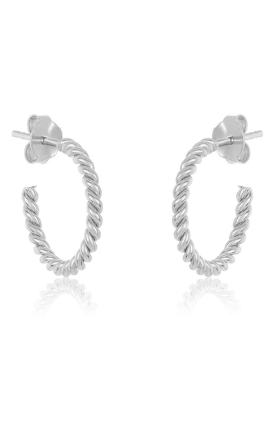 Sterling Forever Twisted Rope Hoop Earrings In Silver