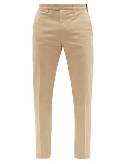 Fendi Cotton-blend Gabardine Straight-leg Trousers In Beige