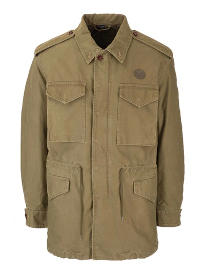 Gucci Donald Duck Flash Cargo Jacket In Olive Green