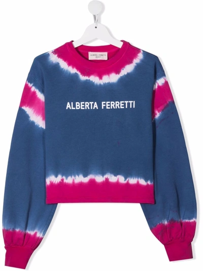 Alberta Ferretti Kids' Little Girl Sweatshirt With Tie-dye Pattern In Blue