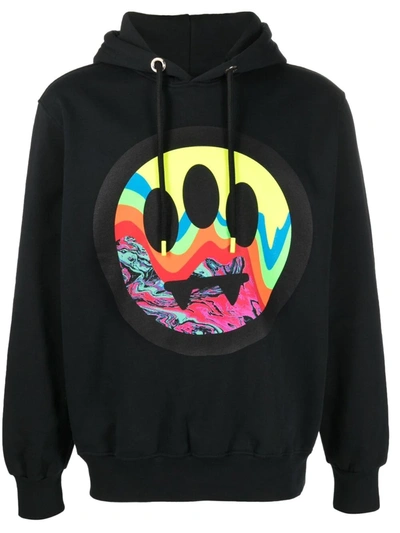 Barrow Cotton Hoodie With Smile Print In Black