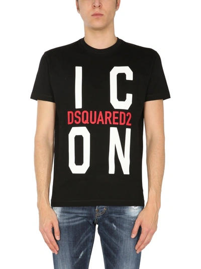 Dsquared2 Black T-shirt With Contrasting Logo Lettering