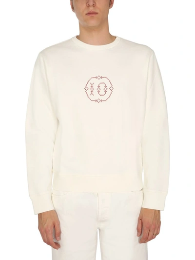 Maison Margiela Embroidered Sweatshirt In White