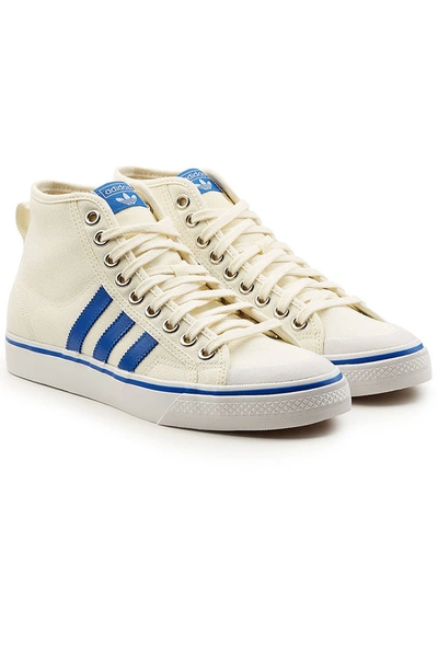 Adidas Originals High-top Canvas Sneakers With Leather In White | ModeSens