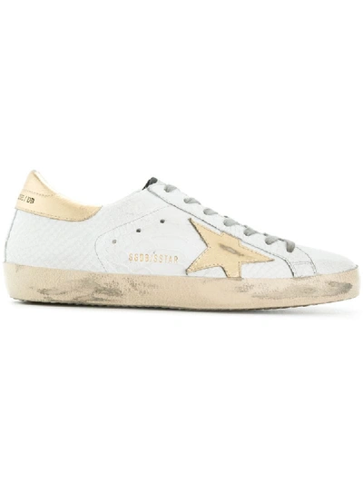Golden Goose Men's Distressed Star Leather Low-top Sneaker, White