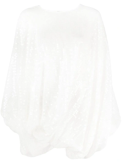 Junya Watanabe Sequin-embellished Draped Blouse In White