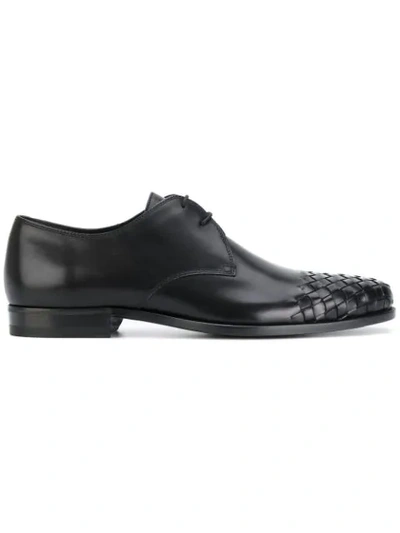 Bottega Veneta Intrecciato Lace-up Leather Derby Shoes In Black