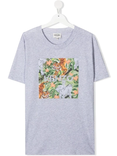 Kenzo Graphic-print Short-sleeve T-shirt In Grey