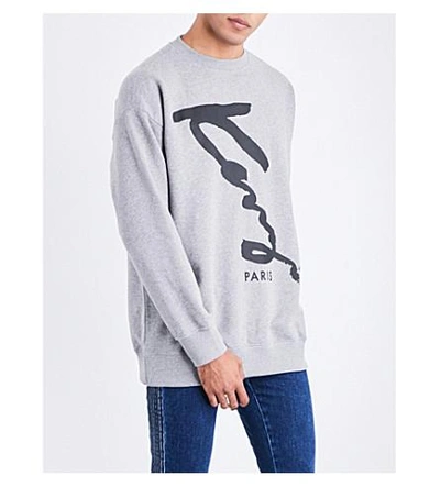 Kenzo Signature Cotton-jersey Sweatshirt In Grey