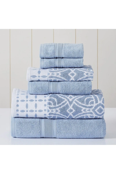 Modern Threads Yarn Dyed Jacquard/solid Towel 6-piece Set In Blue