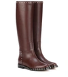 Valentino Garavani Soul Rockstud Leather Knee-high Boots In Brown