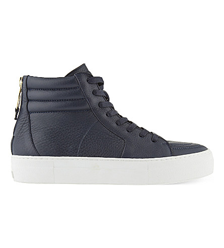 Buscemi 140mm Skate Leather High-top Trainers In Blue | ModeSens