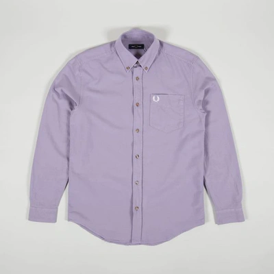 Fred Perry M8589 Overdyed Oxford Shirt In Purple