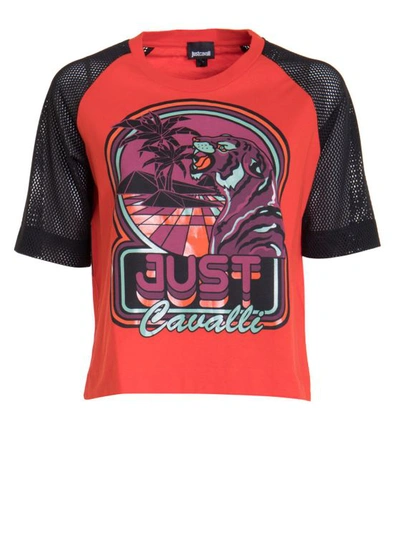 Just Cavalli Tiger Lights T-shrit In Red