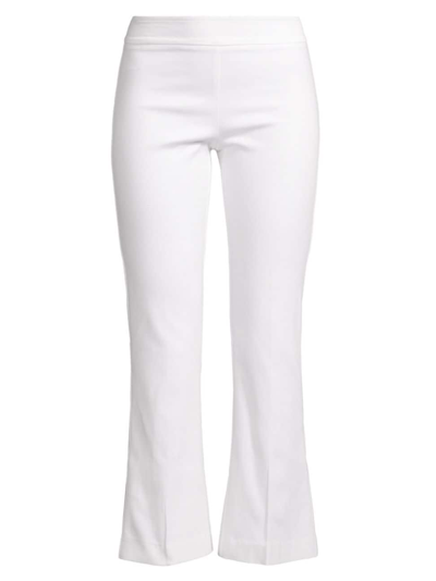 Avenue Montaigne White Brigitte Straight Side Slit Pull-on Pant