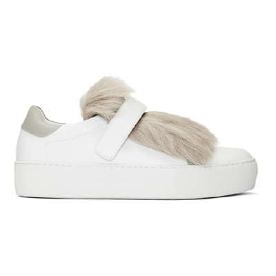 Moncler Victoire Fur-trimmed Leather Sneakers In Pink